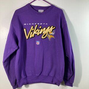 Mens Vintage Reebok NFL Minnesota Vikings Sweatshirt M Purple Yellow White M Cot